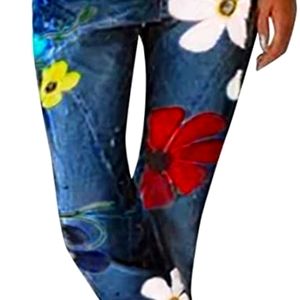 New - high waist button fly retro jean with decal
